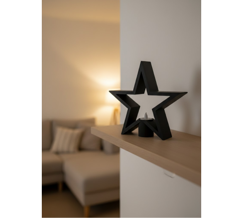 Yıldız Mumluk Siyah Modern Salon ve Raf Dekoru