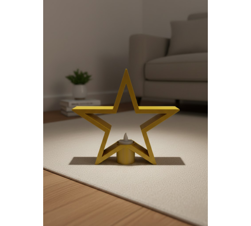 Sarı Yıldız Mumluk Modern Salon ve Raf Dekoru