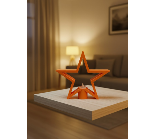 Turuncu Yıldız Mumluk Loş Işık Salon Dekoru