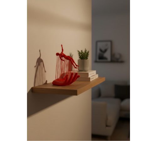 El Formlu İnsan Figürü Kırmızı Modern Dekoratif Biblo Soyut Tasarım 12x18 cm