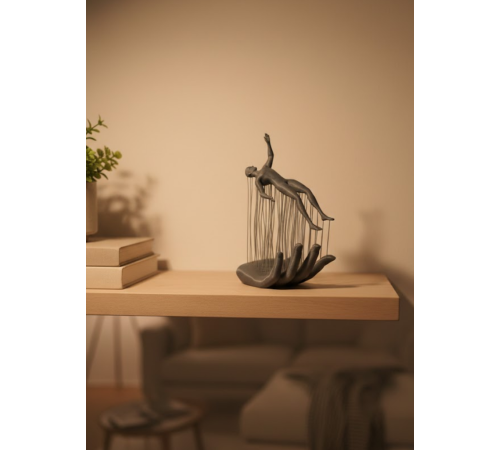 El İnsan Figürü Gri Modern Sanatsal Tasarım Salon ve Raf Dekorasyonu İçin Özel Biblo