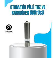 Pilli Otomatik Baharat Değirmeni Tek Tuşla Kolay Kullanım