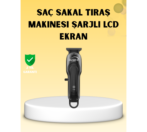 Profesyonel Tıraş Makinesi LCD Ekranlı Turbo Mod ve Güçlü Motor