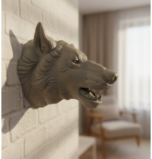 Gri Kurt Duvar Biblosu Güçlü Detaylı Dekoratif Tasarım 25x19 cm