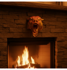 Dekoratif Asılabilir Jaguar Başı 3D Duvar Heykeli Gold Red 20x16 cm