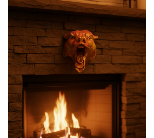 Dekoratif Asılabilir Jaguar Başı 3D Duvar Heykeli Gold Red 20x16 cm