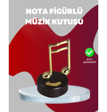 Altın Nota Figürlü Dönen Müzik Kutusu Dekoratif Music Box