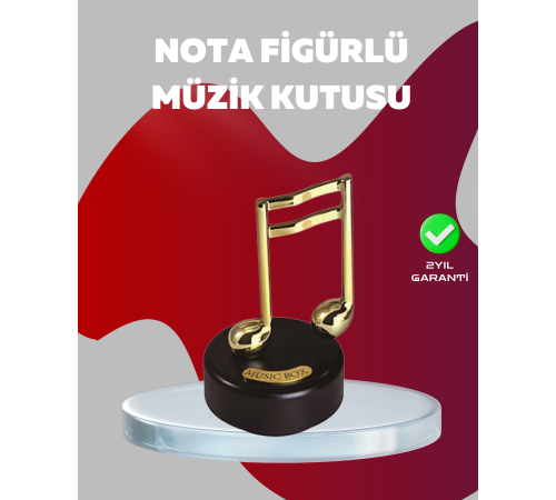 Altın Nota Figürlü Dönen Müzik Kutusu Dekoratif Music Box