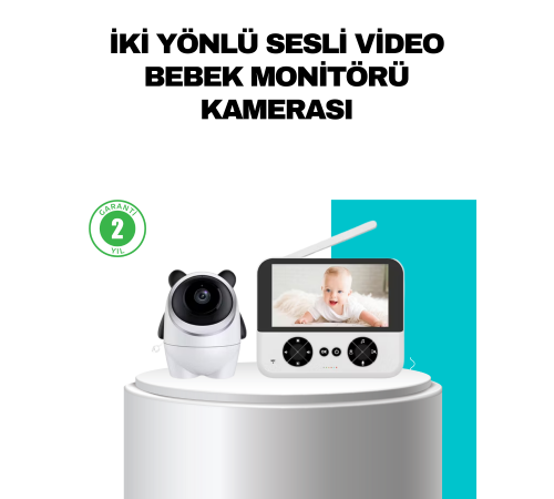 720P Bebek Kamerası Uzaktan Kontrollü Gece Görüşlü Monitör