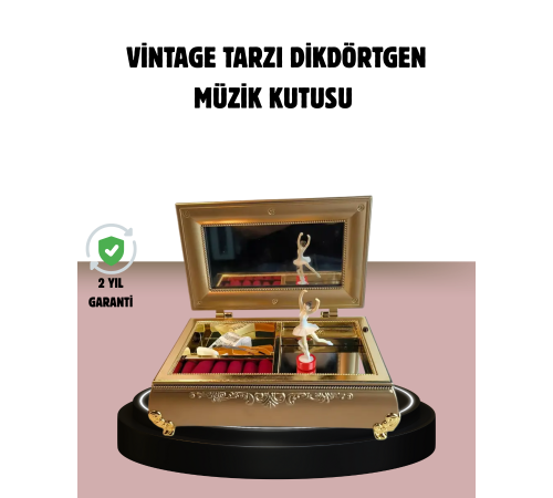 Balerinli Müzikli Takı Kutusu Piyano Tasarım Kız Çocuk Hediyelik