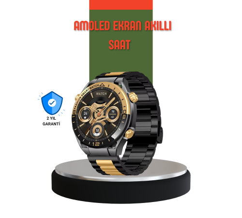 Amoled Ekran Akıllı Saat Bluetooth 5.1 Çağrı Destekli 3 Bileklikli