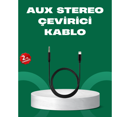 Lightning to 3.5mm Aux Ses Dönüştürücü Kablo 1 Metre Stereo Uyumlu