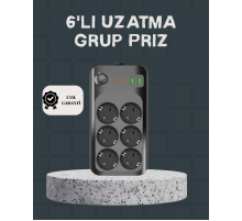 Termal Akım Korumalı 6’lı Uzatma Priz USB Type-C Hızlı Şarj 2500W