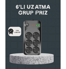 Termal Akım Korumalı 6’lı Uzatma Priz USB Type-C Hızlı Şarj 2500W
