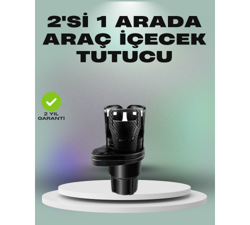 Araba Çift Bardak Tutucu 360° Dönebilen İkisi Bir Arada Ayarlanabilir