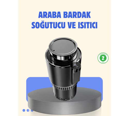 Araç İçi Akıllı Bardaklık Isıtıcı Soğutucu Dijital Ekranlı