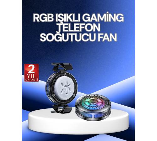 RGB Işıklı Telefon Soğutucu Fan  Cooler Süper Hızlı Soğutma