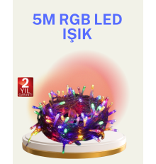 Şeffaf Kablolu 50 Ampullü 5 Metre LED Işık Dekoratif Aydınlatma