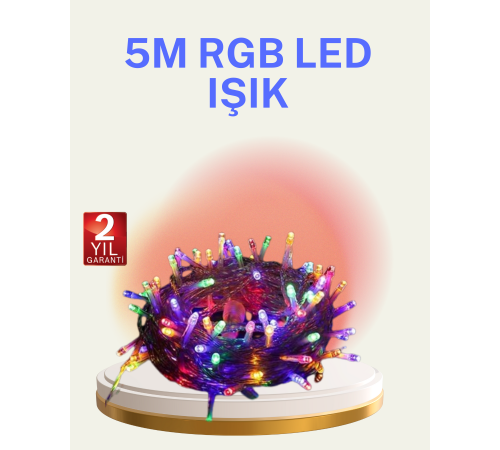 Şeffaf Kablolu 50 Ampullü 5 Metre LED Işık Dekoratif Aydınlatma