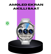 Akıllı Saat Metal Kordonlu Tam Ekran AMOLED – Arama ve Sağlık Takip Özellikli