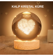 Kalpli Işıklı Cam Küre Ahşap Standlı Dekoratif Gece Lambası