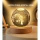 USB LED 3D Küçük Prens Kristal Küre Ahşap Standlı Gece Lambası