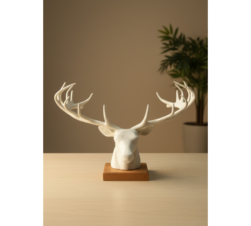 Dekoratif Geyik Başı Heykel 25 cm Modern Minimal Tasarım