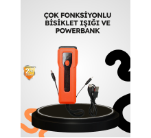 600 Lümen Bisiklet Ön Işık Powerbankli Çakar COB Led