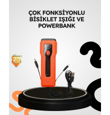 600 Lümen Bisiklet Ön Işık Powerbankli Çakar COB Led