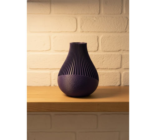 Mor Çizgili Dekoratif Vazo 11 cm Modern Tasarım Aksesuar