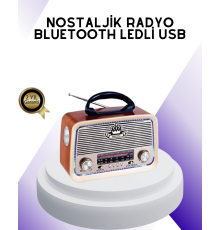 Nostalji Bluetooth Radyo FM AM SW Ahşap Eskitme Tasarım