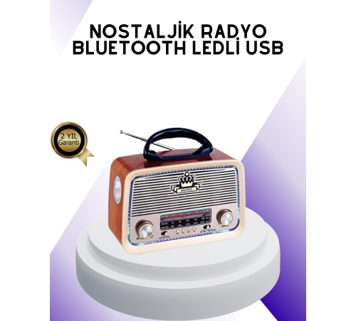 Nostalji Bluetooth Radyo FM AM SW Ahşap Eskitme Tasarım