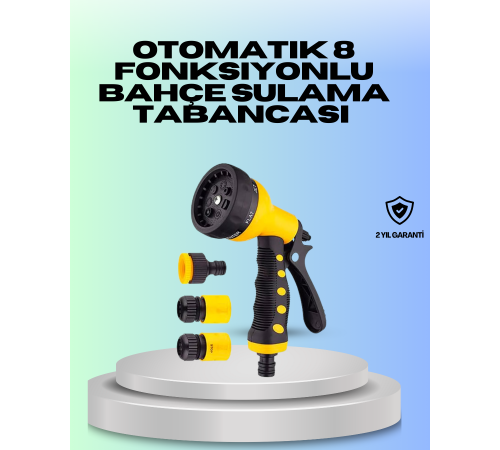 Ayarlanabilir Basınçlı 8 Modlu Bahçe Sulama Tabancası Hortum Aparatı