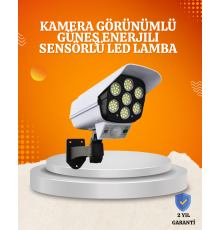 Solar Şarjlı Hareket Sensörlü LED Dış Mekan Lambası Kamera Tasarımlı Güvenlik Işığı