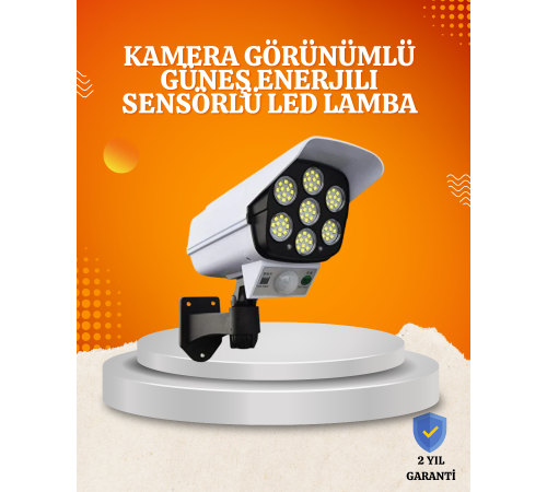 Solar Şarjlı Hareket Sensörlü LED Dış Mekan Lambası Kamera Tasarımlı Güvenlik Işığı