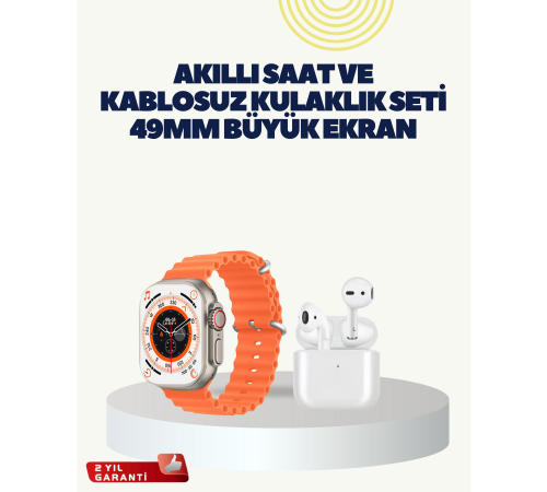 Watch 9 Max Akıllı Saat Kulaklık Seti Sağlık Takipli 45 mm Geniş Ekran
