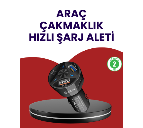 55W PD ve Quick Charge 3.0 Destekli Polygold Araç Şarj Adaptörü