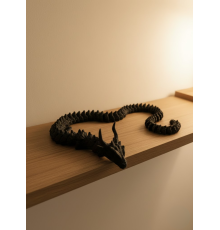 Hareketli Siyah Ejderha Figür Uzun Gövdeli Fantastik Masa ve Raf Dekoru