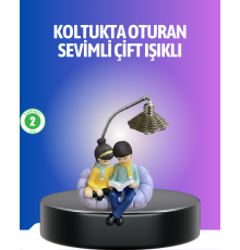 Kitap Okuyan Çift Figürlü Gece Lambası Romantik Dekoratif Masa Lambası