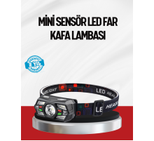 Sensörlü LED Kafa Lambası Kırmızı Beyaz Işık Ayarlanabilir
