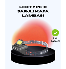 COB + XPE LED Kafa Feneri 800 Lumen USB Type C Şarjlı Çok Modlu