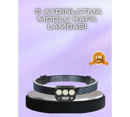 El Hareket Sensörlü LED Kafa Feneri 5 Mod Ayarlanabilir