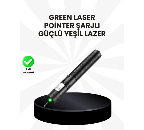 Yüksek Güçlü Yeşil Lazer Pointer 5000mW Şarjlı