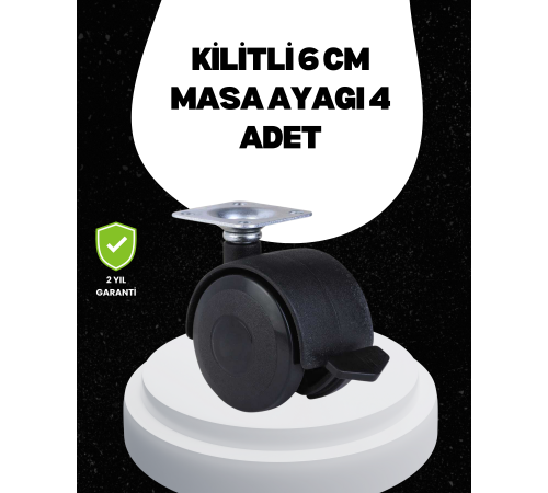 6 cm Kilitli Tekerlek Ayak 4 Adet Sehpa ve Ekipman Uyumlu