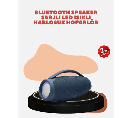 Renkli LED Efektli Suya Dayanıklı Taşınabilir Kablosuz Hoparlör