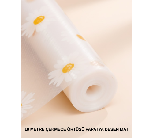 10 Metre Papatya Desenli Yapışmaz Kaydırmaz Çekmece Örtüsü