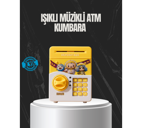 Sarı Renk Otomatik Para Çeken Şifreli Çocuk Kumbarası