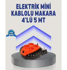 5 Metre Uzatma Kablolu 4 Prizli Makara Kırmızı