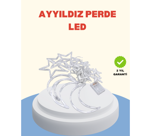 Pilli Çalışan Yıldız Ay Perde Led Işık 2 Modlu Dekorasyon