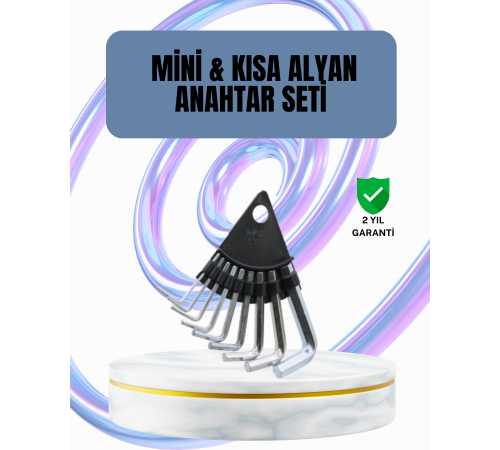 9 Parça Alyan Anahtar Seti Altıgen Uçlu Mobilya ve Tamir İçin